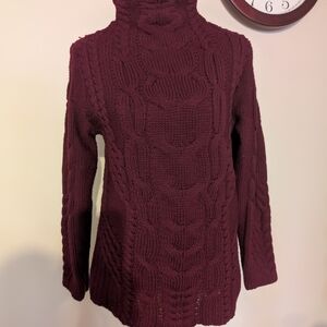 NWT Irish Aran Mor 100% Wool Sweater - Burgundy/Wine Medium-Large